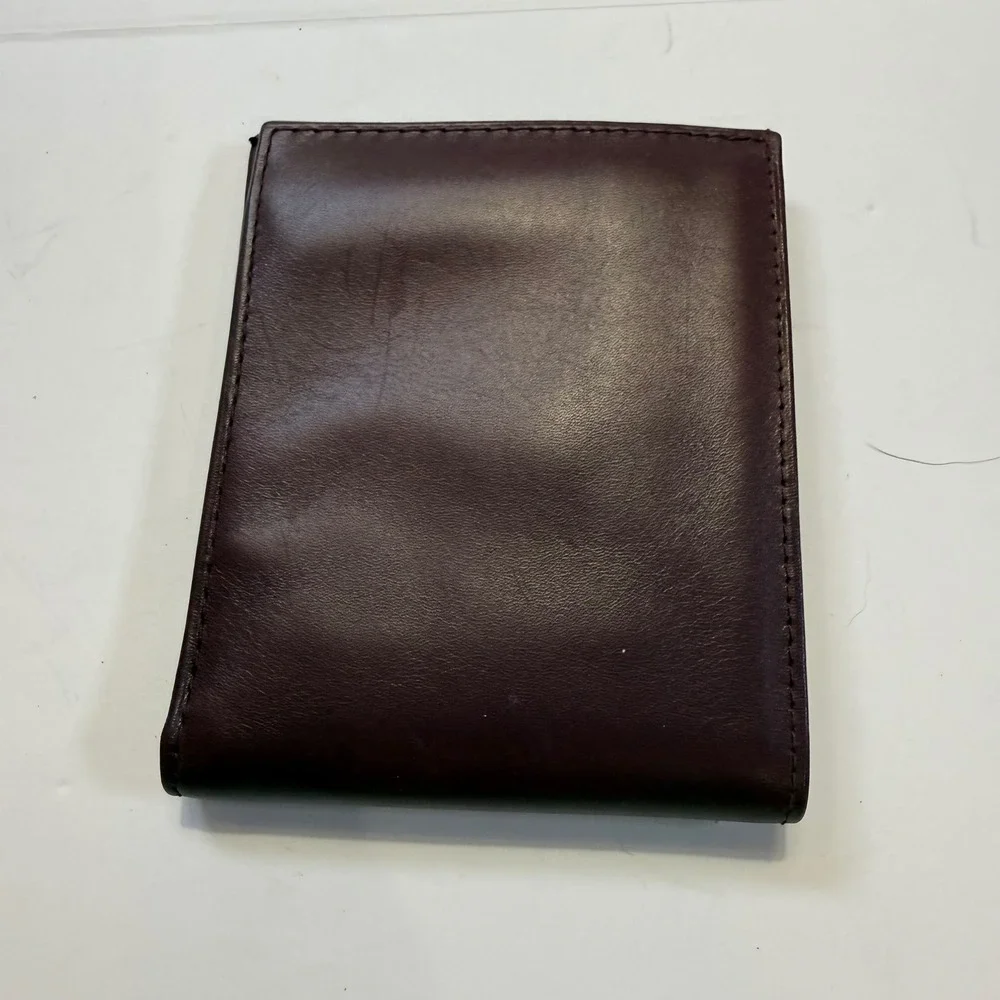 Scuola del Cuoio Firenze Italian Leather Bifold Wallet Burgundy Heraldic Crest